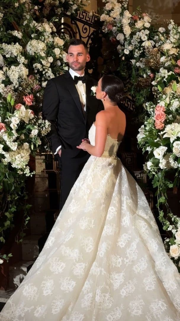 staircase with florals